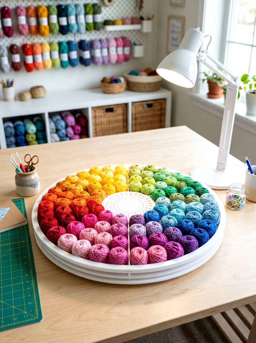 Lazy susan turntable - 30 yarn storage ideas