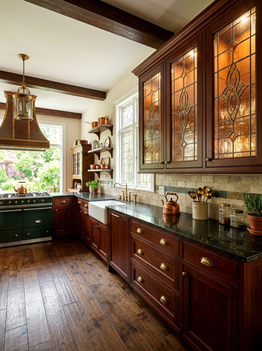 Leaded glass kitchen cabinet - 30 glass front kitchen cabinet ideas