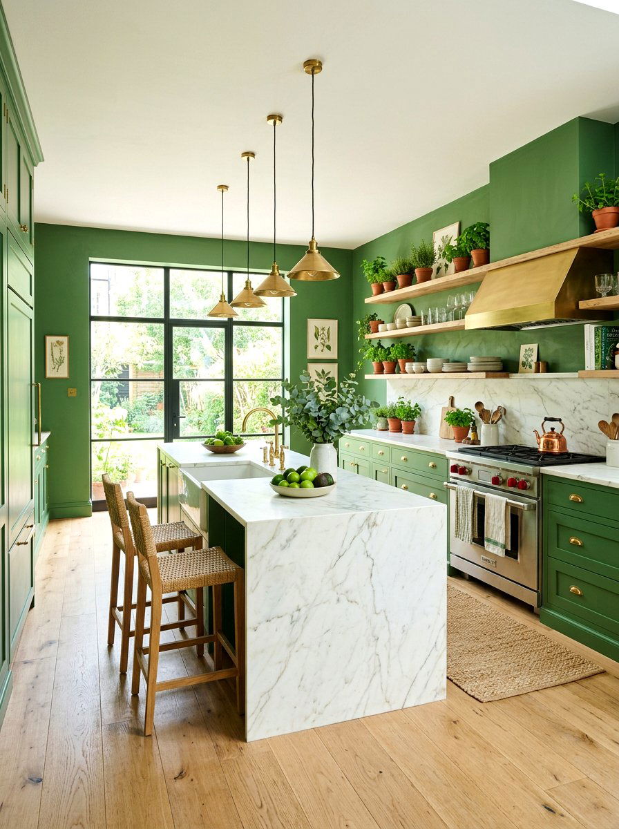 Leafy Green Kitchen - 30 botanical drench room ideas