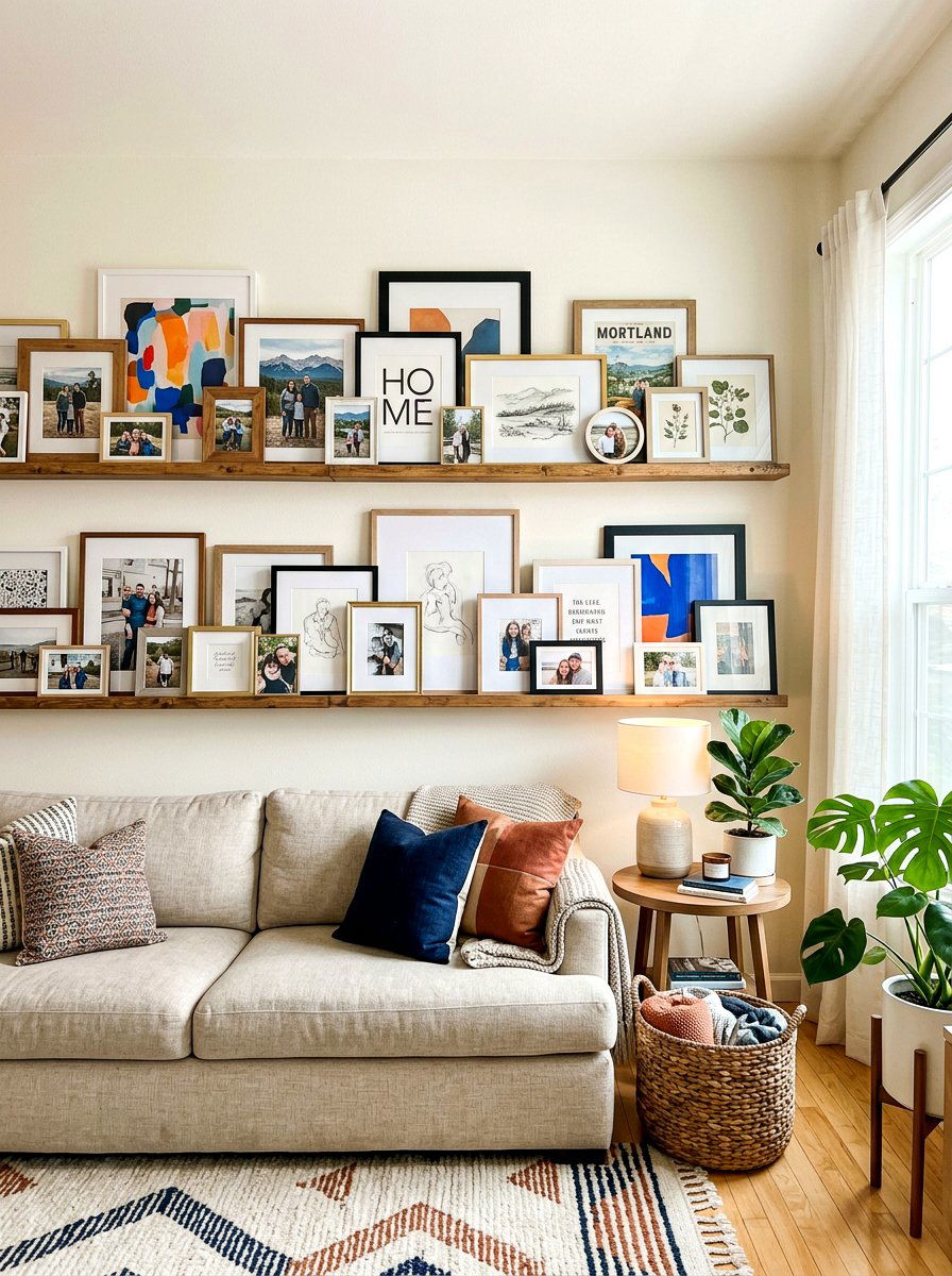 Lean Frames On Picture Ledge - 30 eclectic frame wall ideas