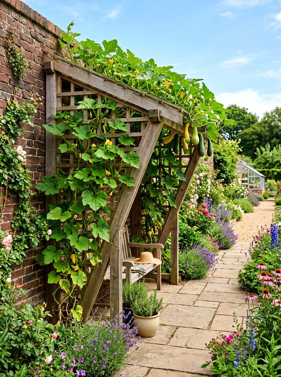 Lean To Wall - 30 vegetable garden trellis ideas