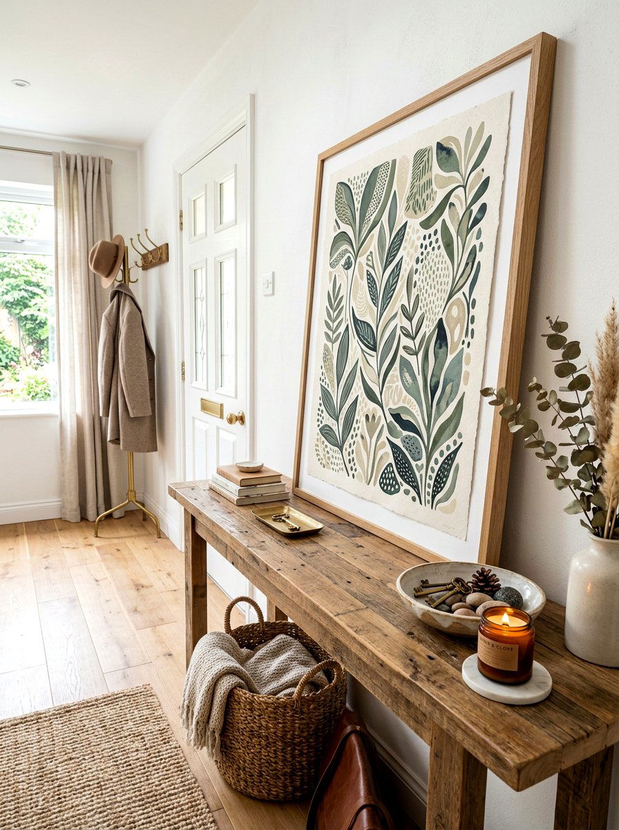 Lean art against wall - 30 foyer console styling ideas