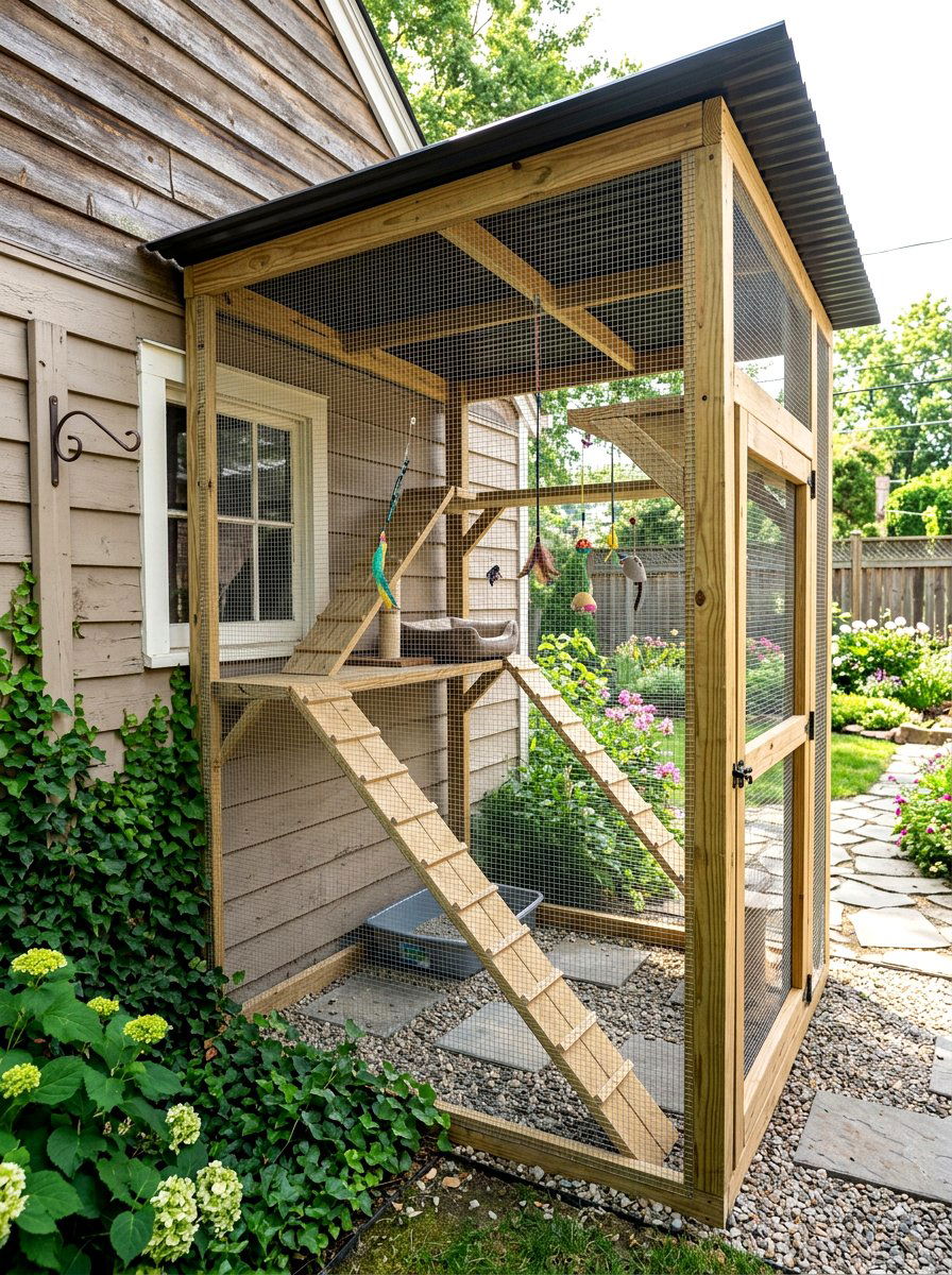Lean to cat enclosure - 30 catio ideas