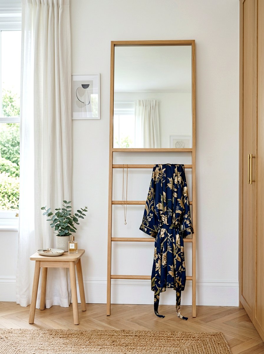 Lean to ladder mirror - 30 decorative ladder ideas