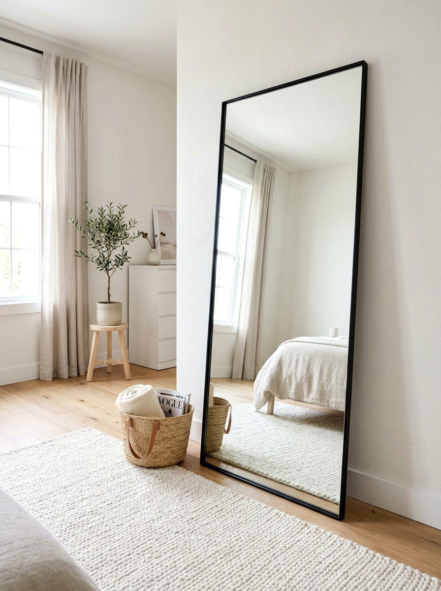 Leaner Floor Mirror - 30 apartment entryway styling ideas