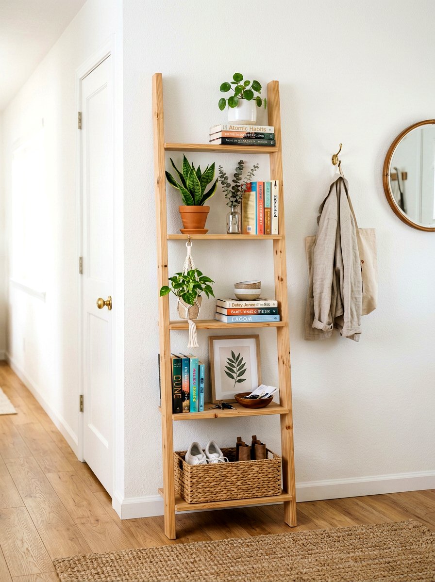 Leaner Ladder Bookshelf - 30 real bookshelf decor ideas