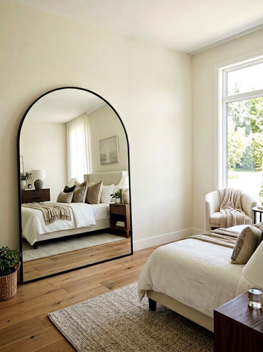 Leaner arched mirror master bedroom - 30 arched mirror decor ideas
