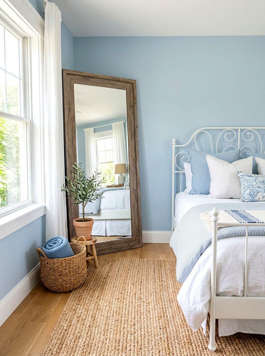 Leaner mirror guest room corner - 30 mirror alcove ideas