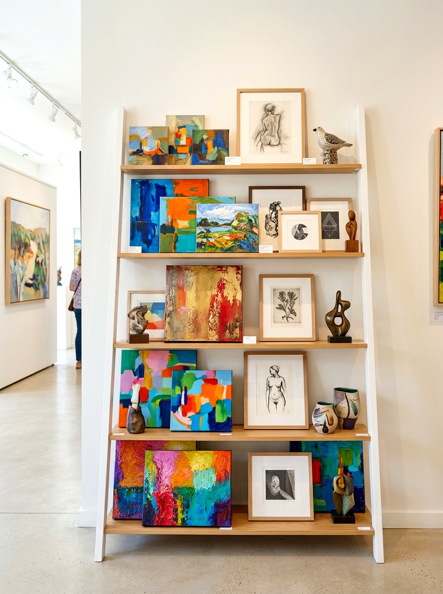 Leaning Art Gallery - 30 ladder shelf styling ideas