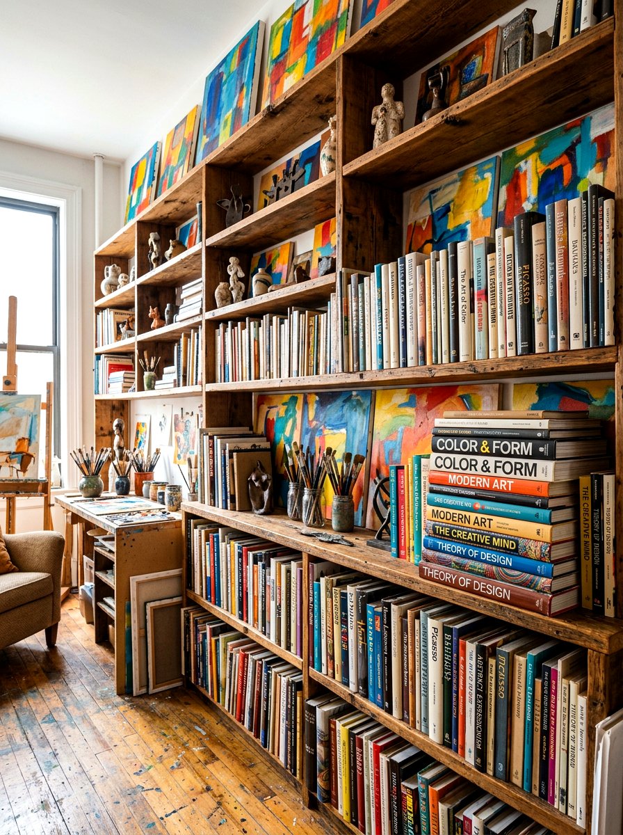 Leaning Canvas Shelf Background - 30 organizing a bookshelf ideas
