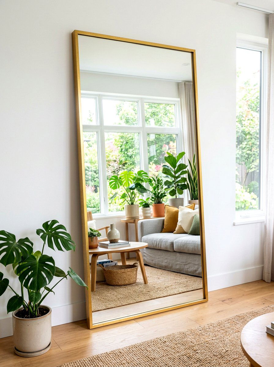 Leaning Floor Mirror - 30 Pinterest apartment decor ideas