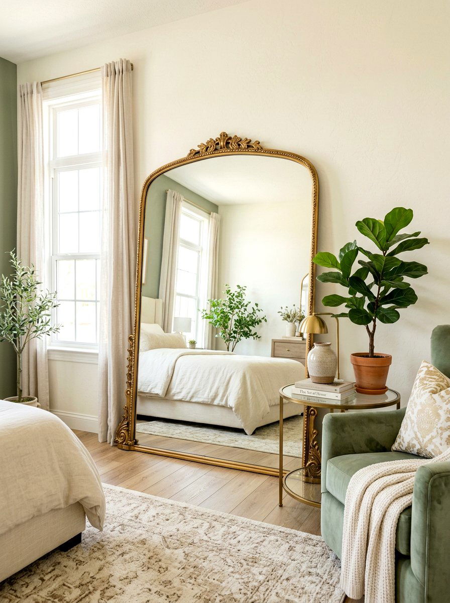 Leaning Floor Mirror Bedroom - 30 renter friendly bedroom ideas