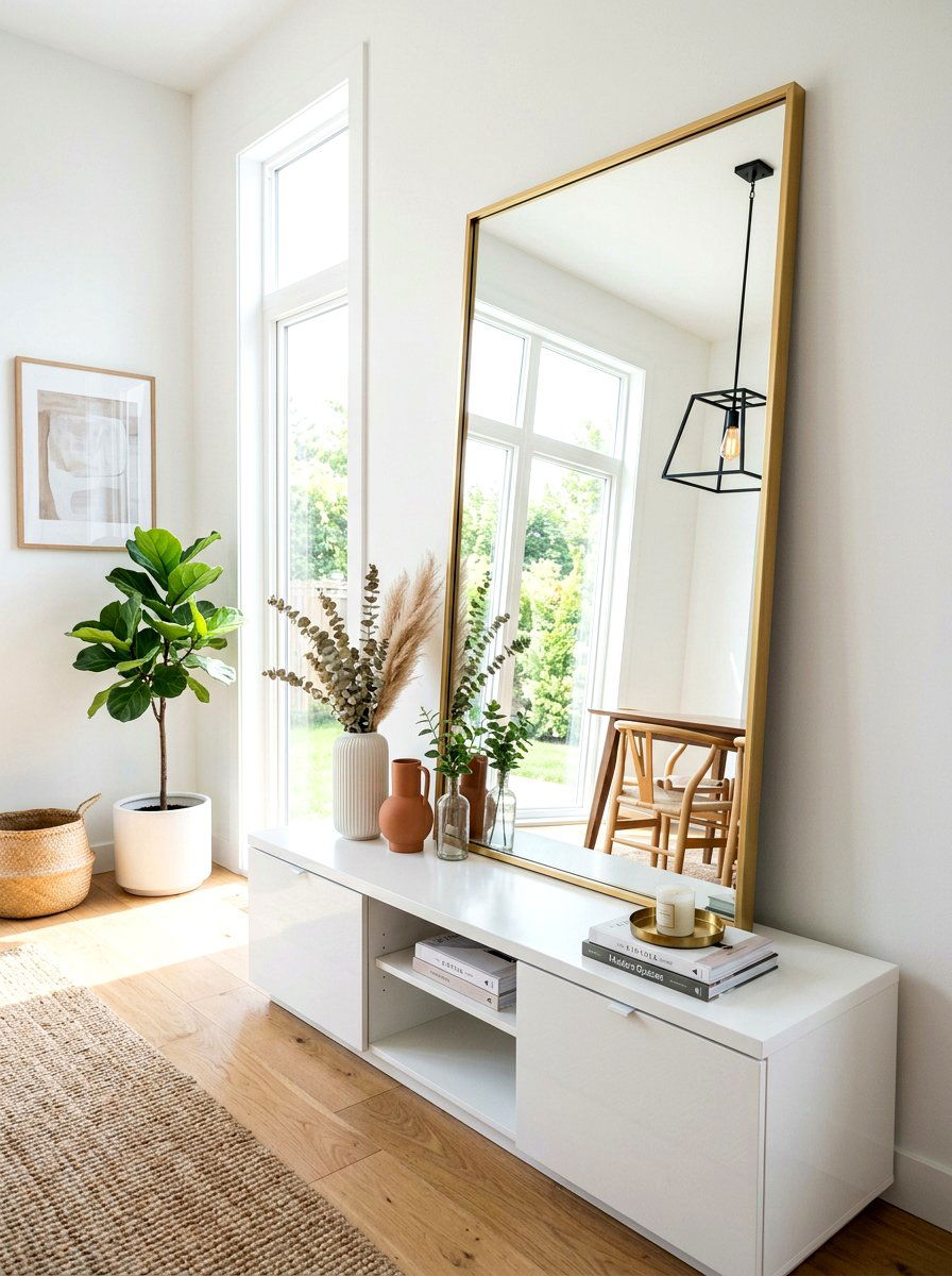 Leaning Mirror On Media Console - 30 media console styling ideas