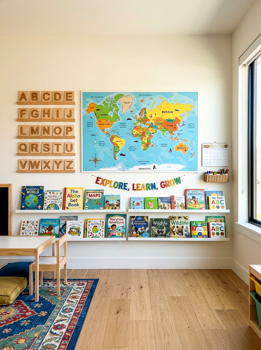 Learning Wall Space - 30 montessori bedroom ideas