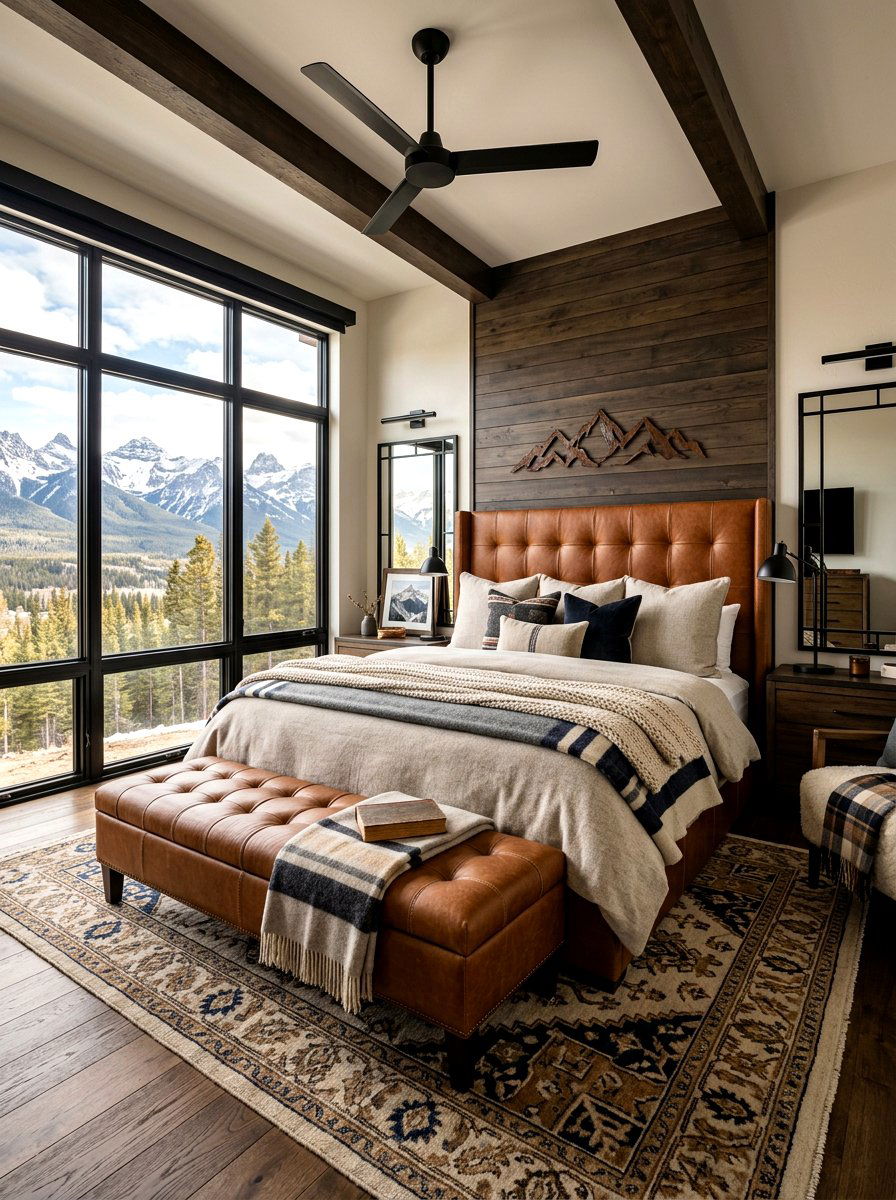 Leather Accent Mountain Bedroom - 30 mountain modern bedroom ideas