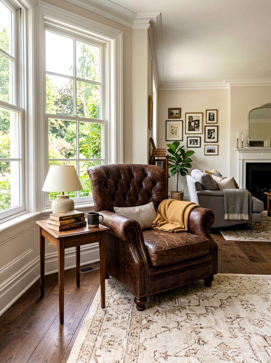 Leather Armchair - 30 old money living room ideas