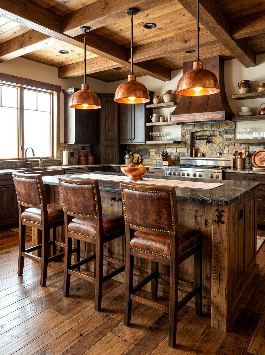 Leather Bar Stools - 30 western home decor ideas
