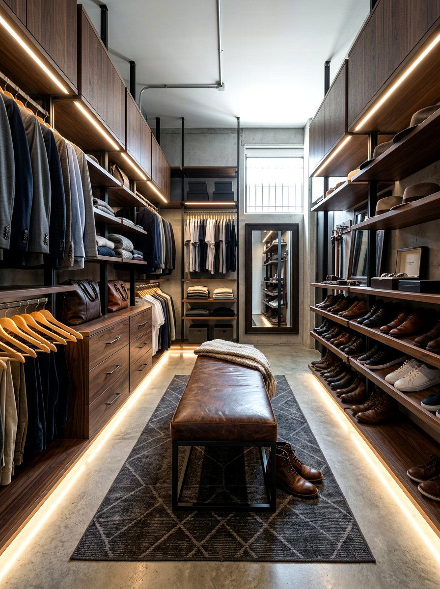 Leather Bench - 30 dressing room seating ideas
