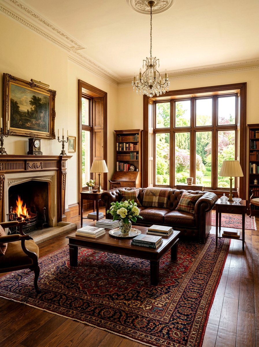 Leather Chesterfield Sofa - 30 English manor living room ideas