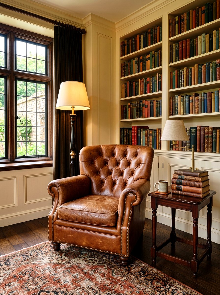 Leather Club Chair - 30 bedroom sitting area ideas