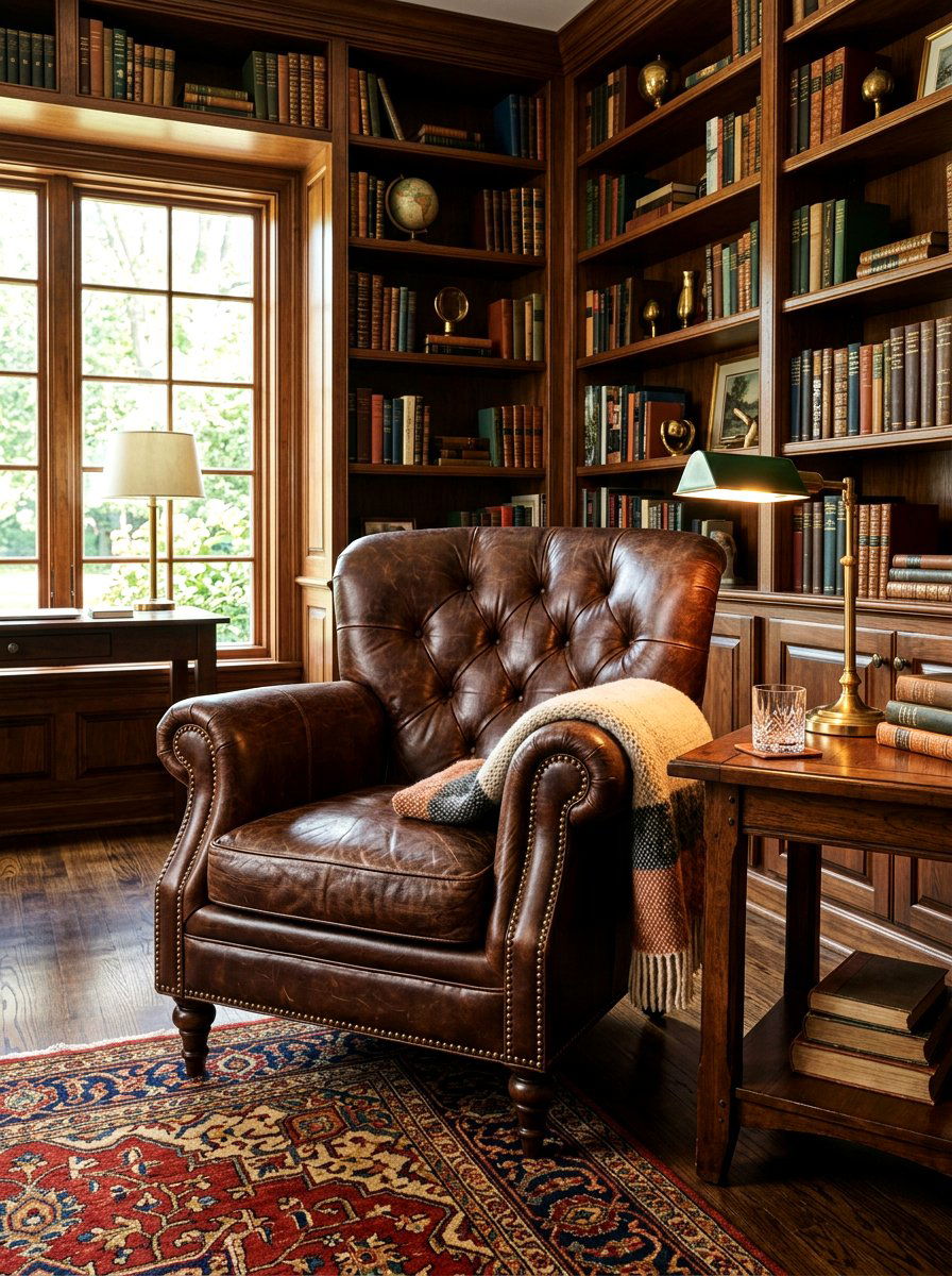 Leather Club Chair - 30 sunroom seating ideas
