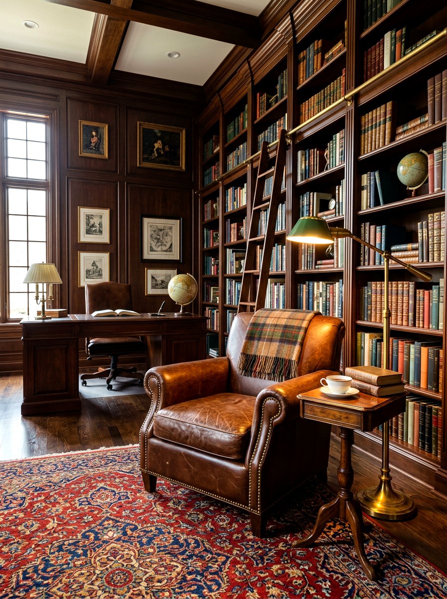 Leather Club Chair Library - 30 office reading corner ideas
