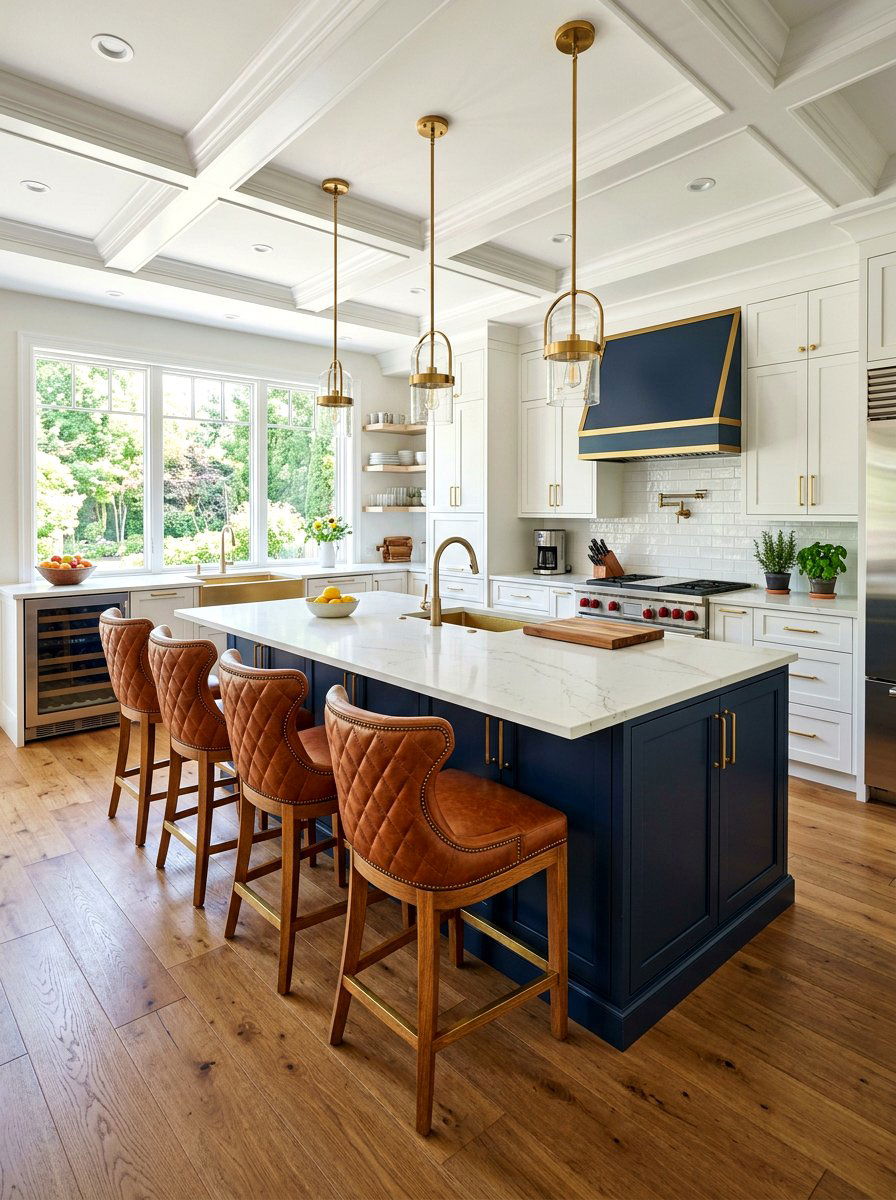 Leather Counter Stools - 30 kitchen island seating ideas