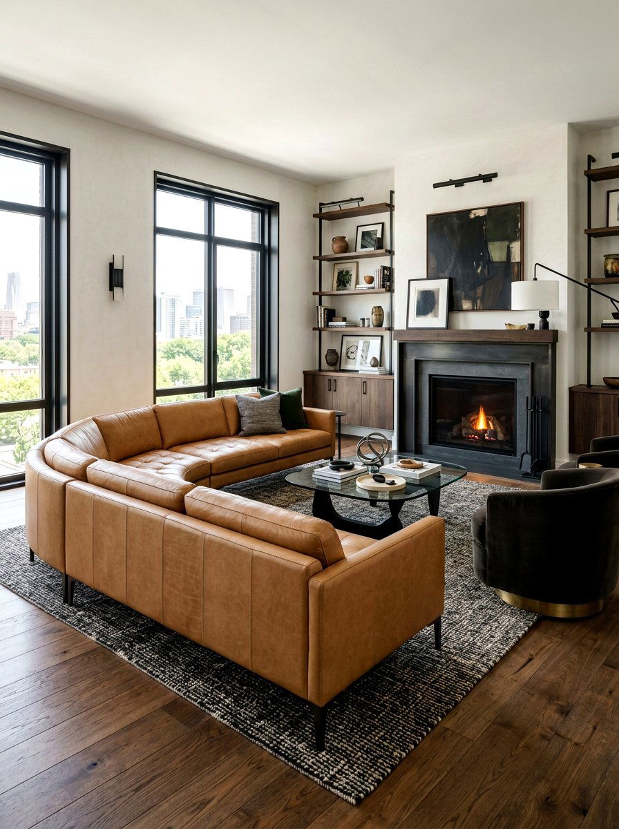Leather Curved Sofa - 30 curved sofa living room ideas