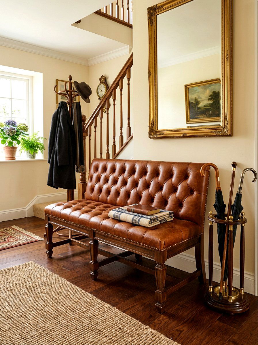 Leather Entryway Bench - 30 foyer bench seating ideas