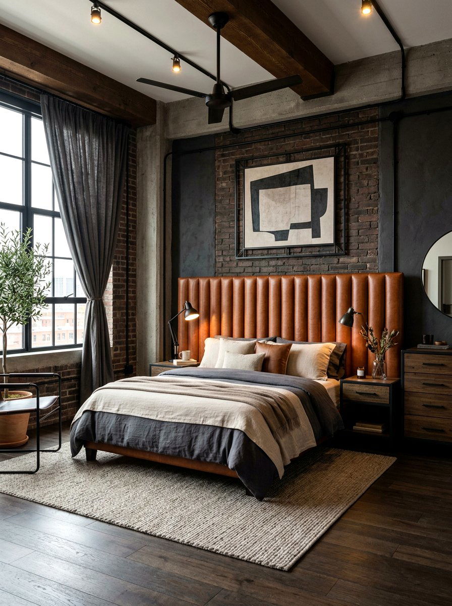 Leather Fluted Headboard - 30 fluted headboard ideas