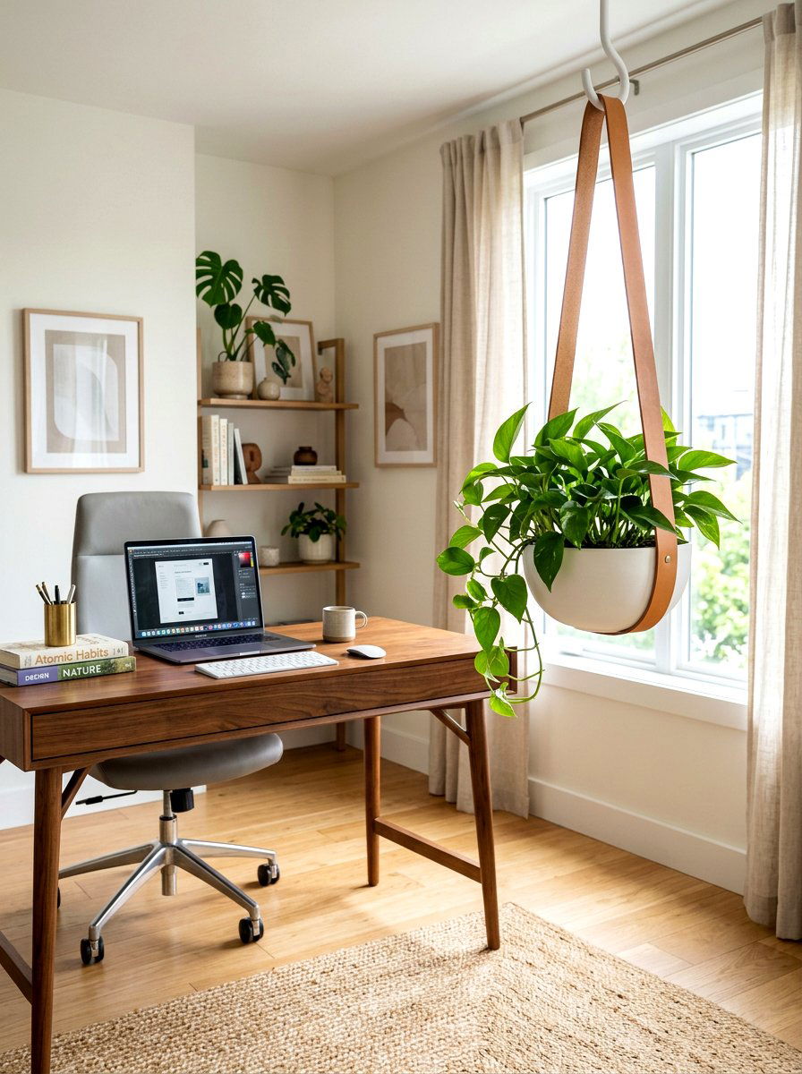 Leather Hanging Planter - 30 diy look planter ideas