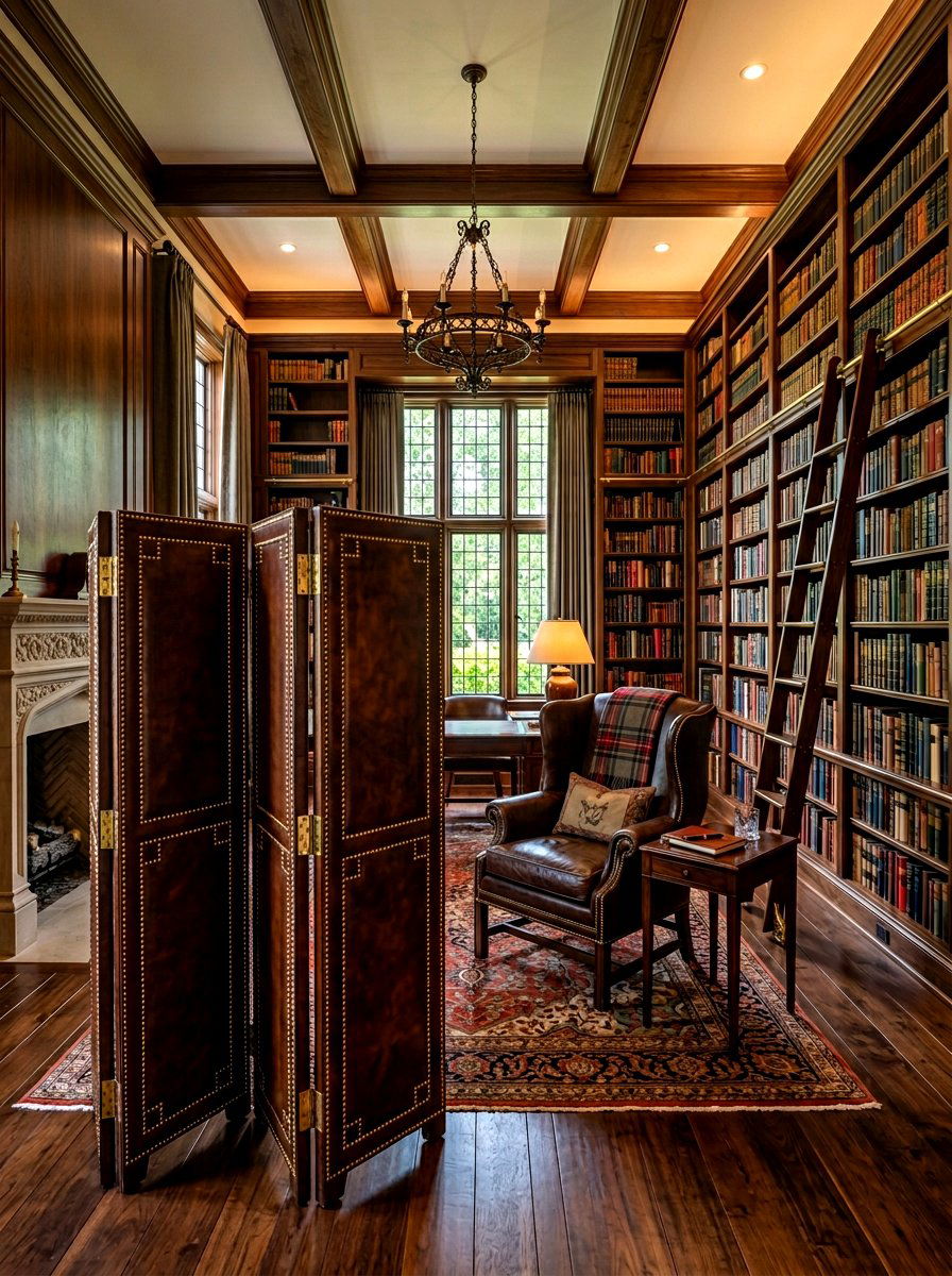 Leather Inlay Screen - 30 folding screen ideas