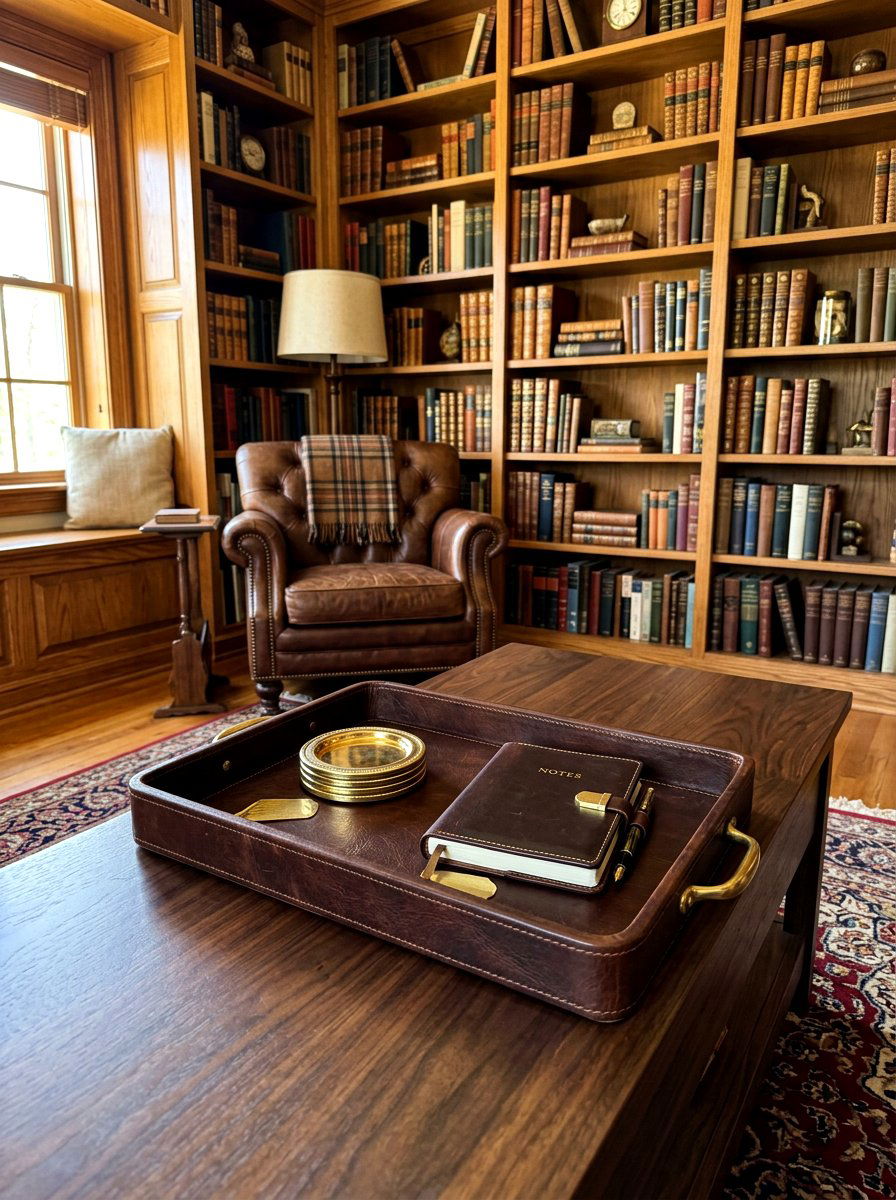 Leather Living Room Tray - 30 decorative tray ideas