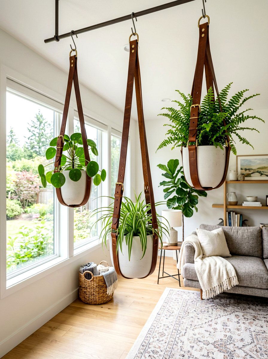 Leather Loop Hanging - 30 herb planter ideas
