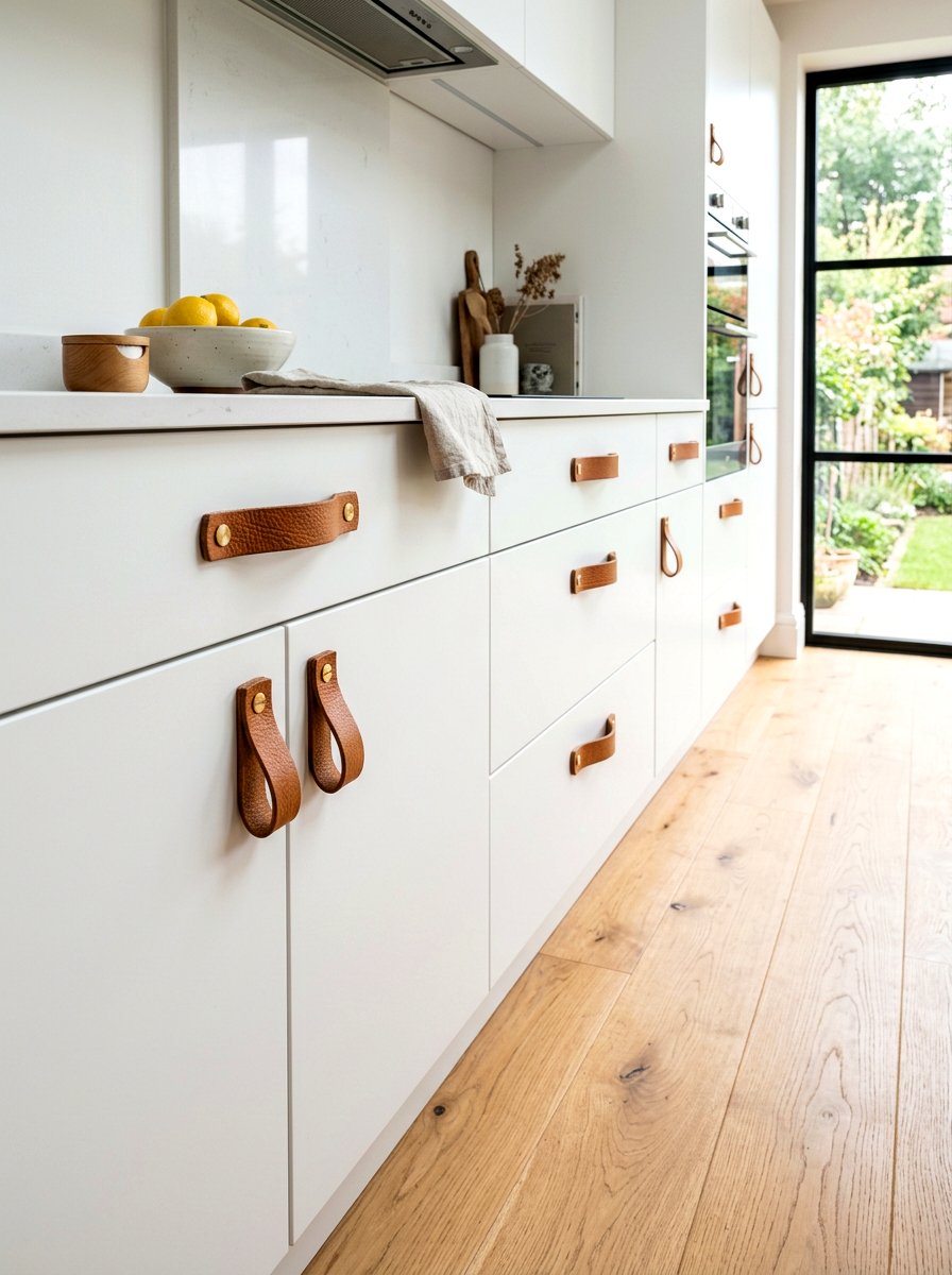 Leather Pull Cabinet Handles - 30 scandi kitchen ideas