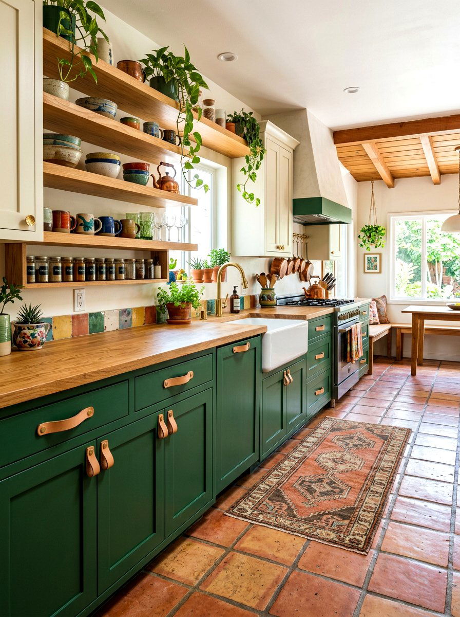 Leather Pulls and Brass Knobs - 30 kitchen hardware mix ideas