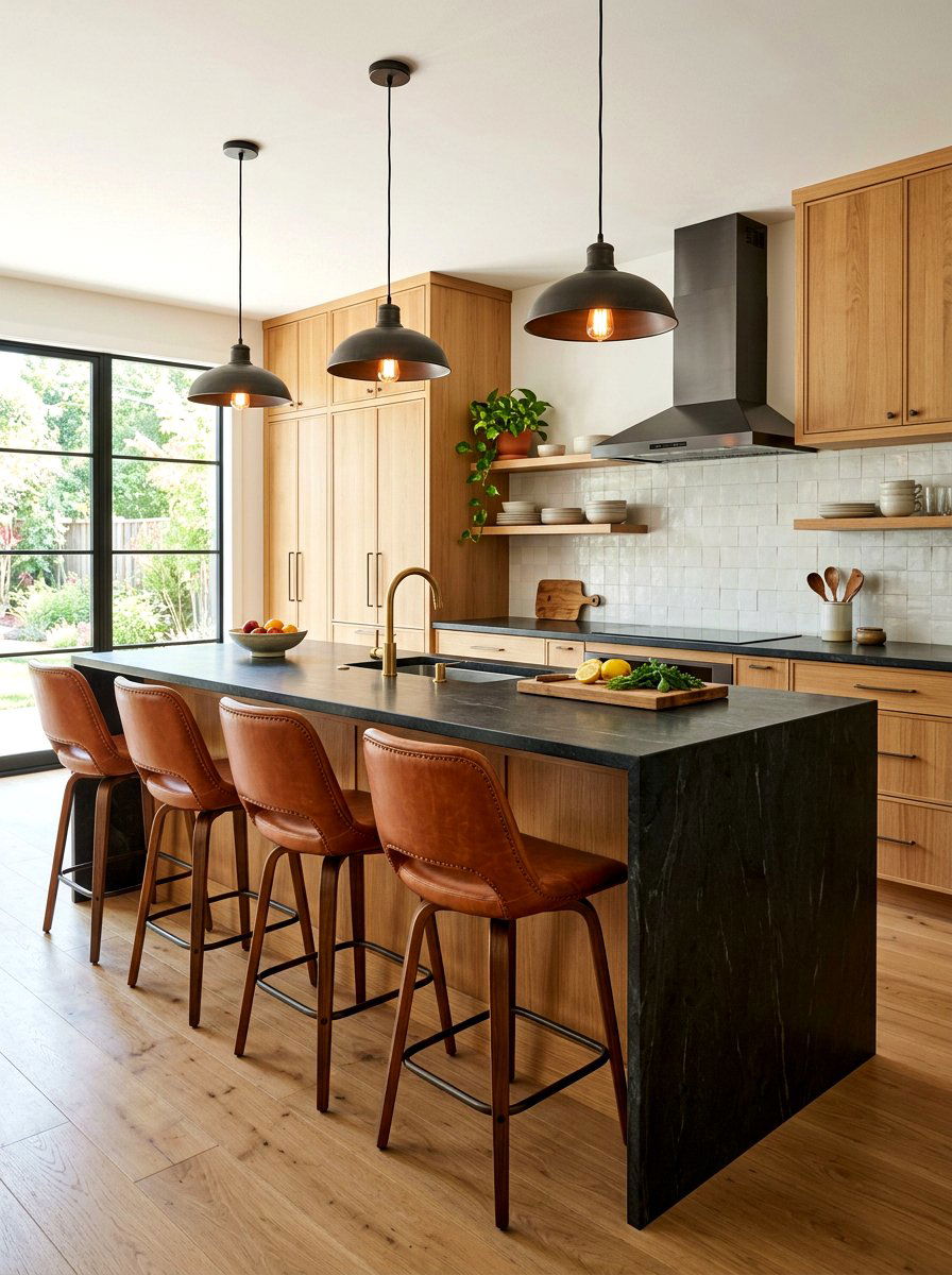 Leather Seating Kitchen - 30 California casual kitchen ideas