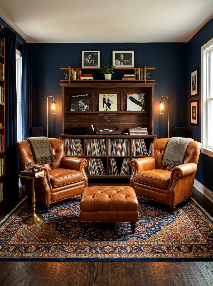 Leather Seating Music Room - 30 listening lounge ideas