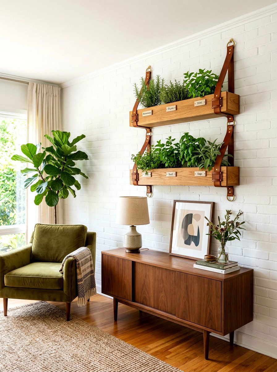 Leather Strap Herb Planter - 30 hanging herb garden ideas