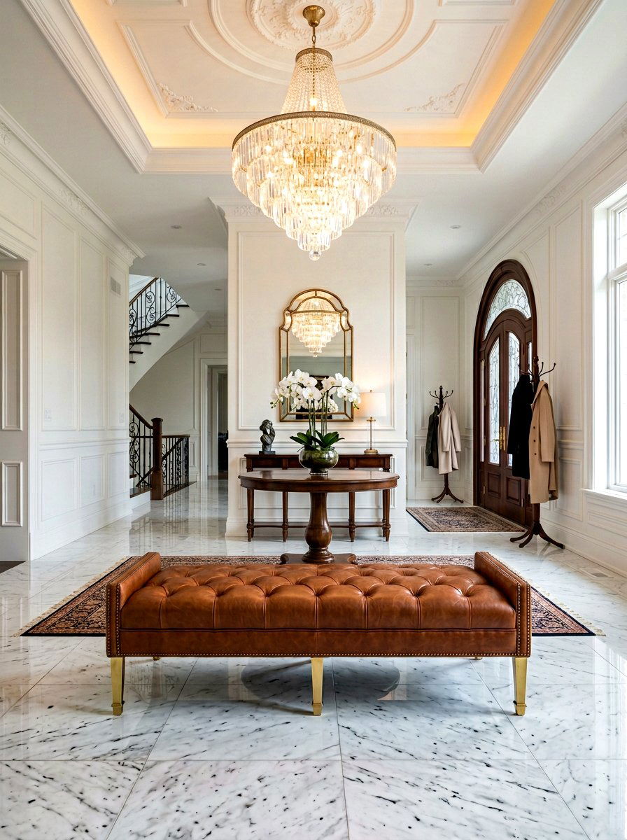 Leather Tufted Entryway Bench - 30 entryway bench ideas