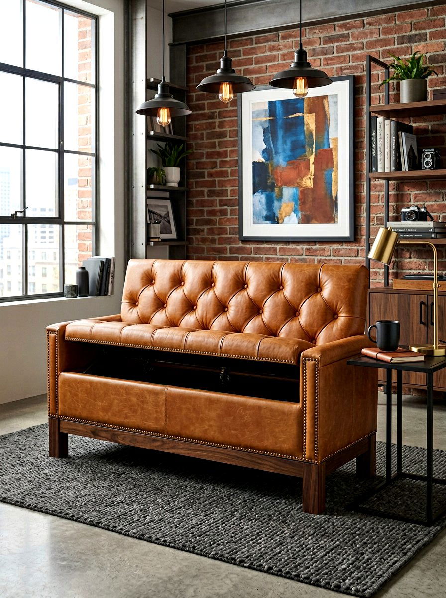 Leather Upholstered Storage Bench - 30 kitchen banquette storage ideas