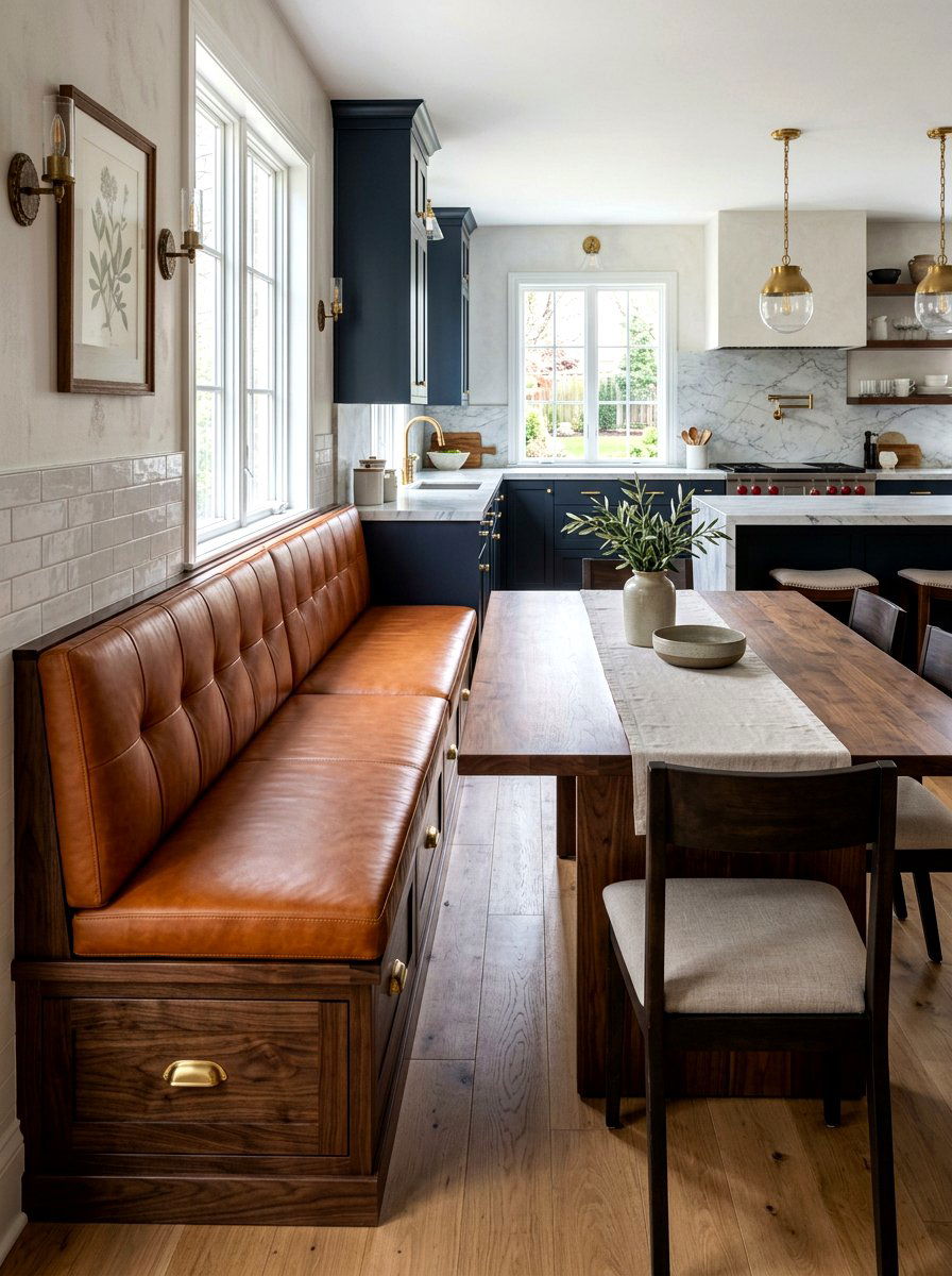 Leather Upholstered Storage Bench - 30 banquette storage drawers ideas
