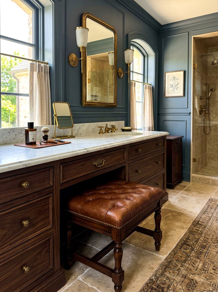 Leather Vanity Stool - 30 vanity stool bathroom ideas