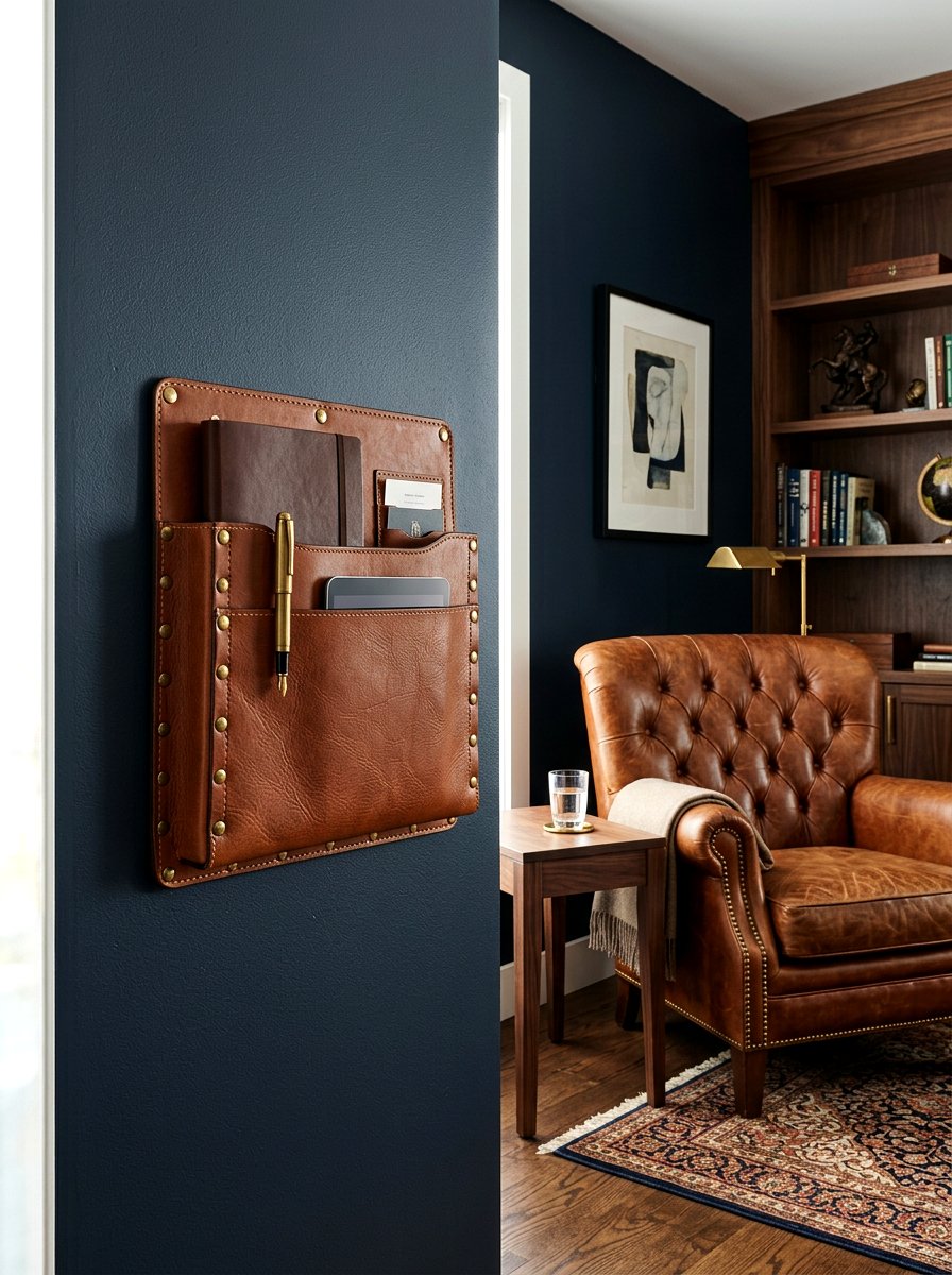 Leather Wall Pocket - 30 mail sorting cabinet ideas