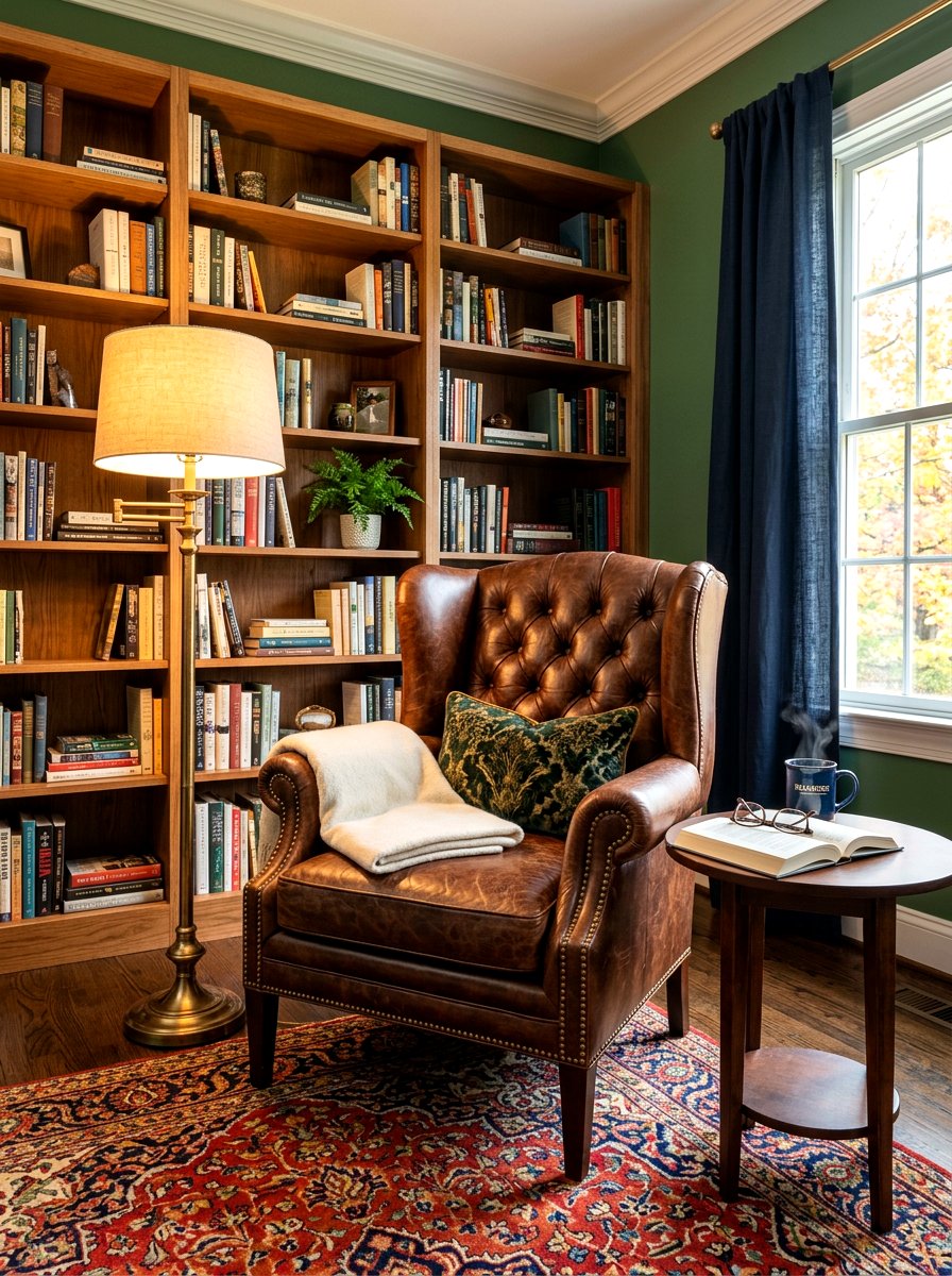 Leather Wingback Chair - 30 old money lounge ideas
