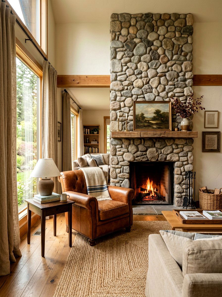 Leather armchair living room - 30 Tuscan revival living room ideas