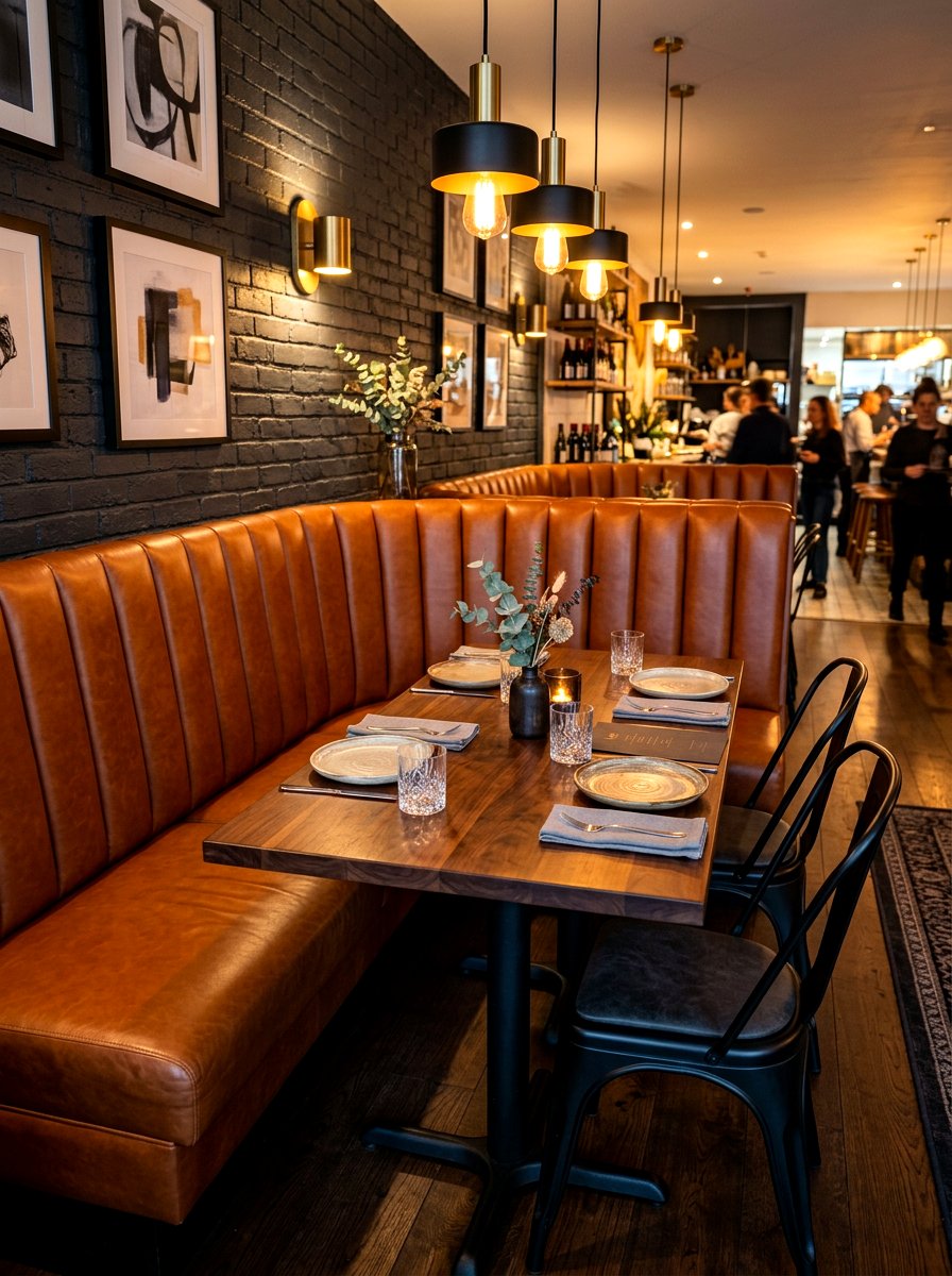 Leather banquette booth - 30 banquette dining room ideas