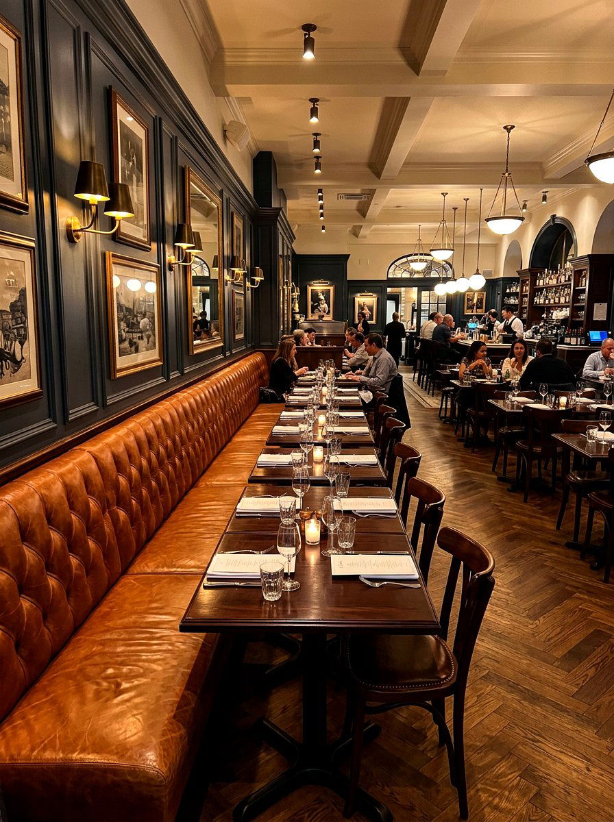 Leather banquette seating - 30 boutique restaurant dining ideas