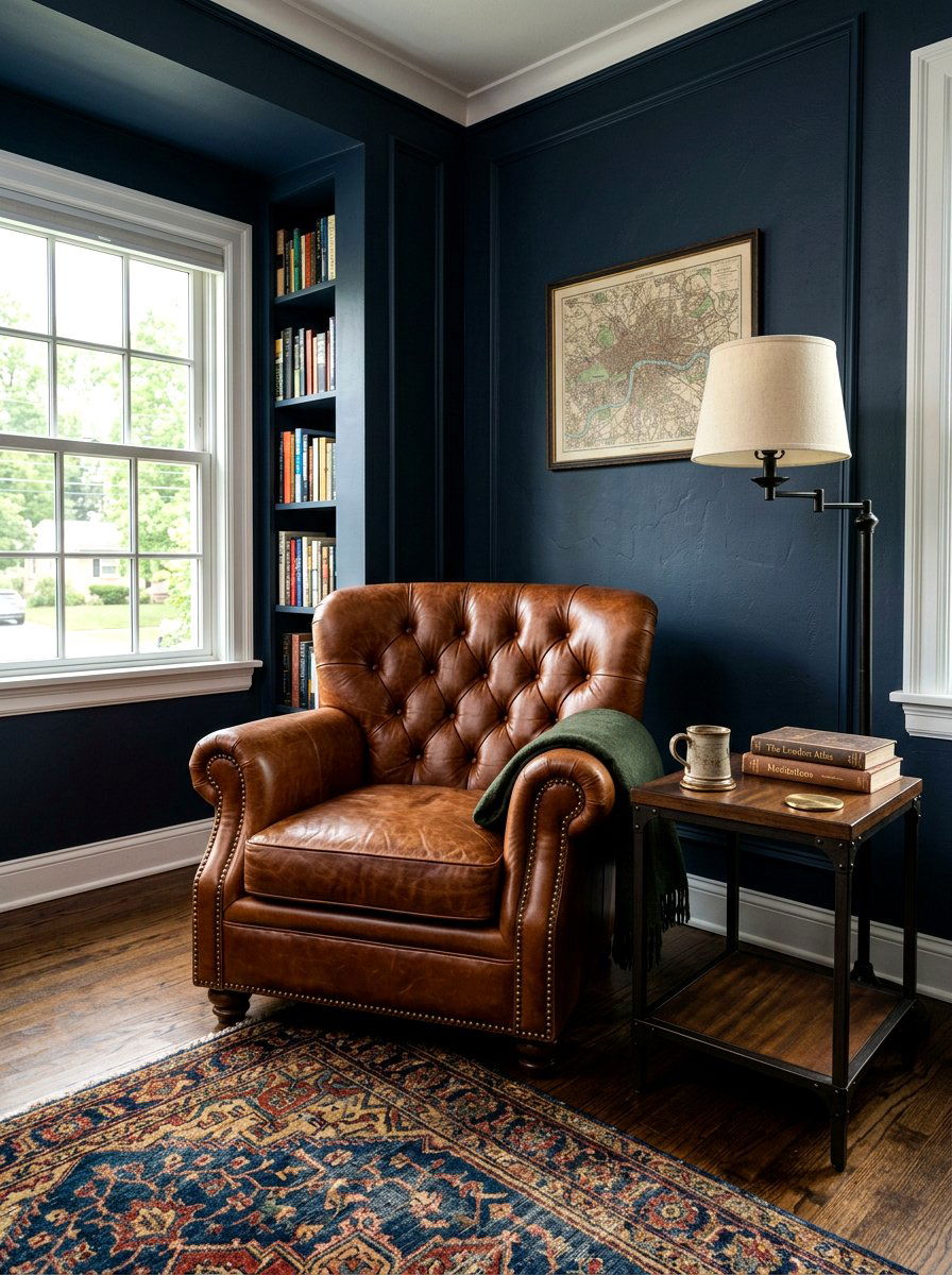 Leather club chair - 30 bedroom alcove seating ideas