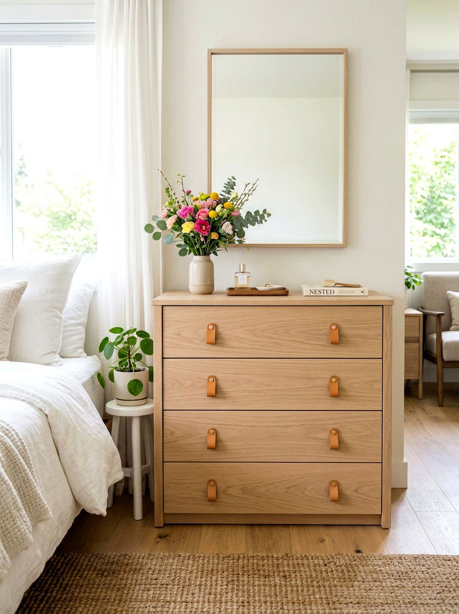 Leather drawer pull - 30 tactile bedroom decor ideas